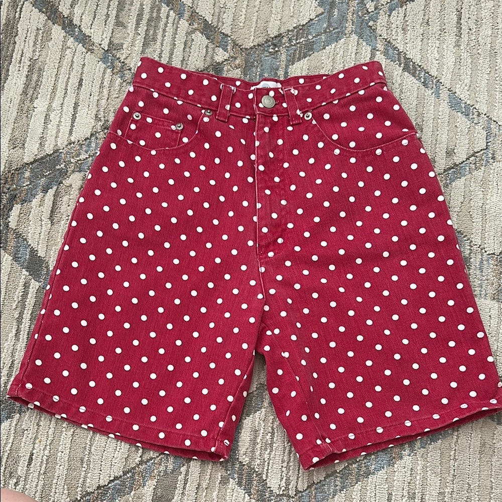 Vintage • sostanza • high waisted jean polka shorts